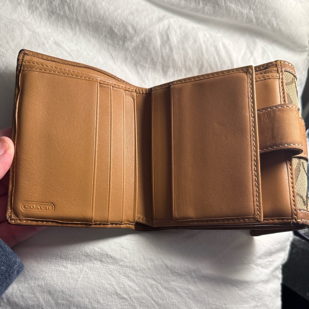 Coach Signature Brown and Tan Wallet - Picture 2 of 8